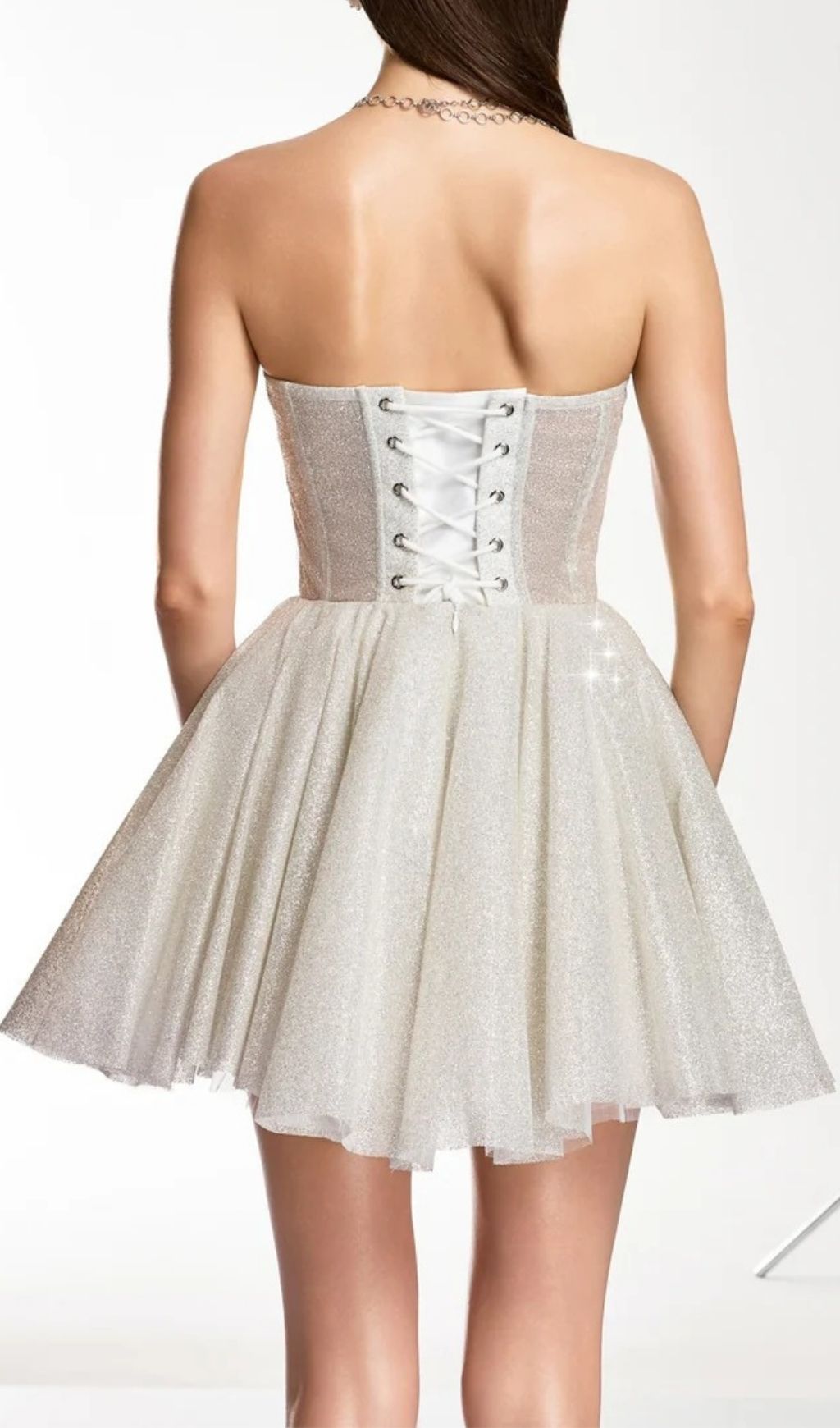 Darda Glimmering White Strapless Corset Mini Dress - Luxe Party & Club Glamour