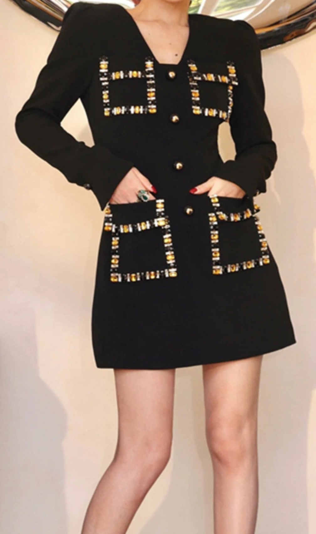 Aline Embroidered Flares Mini Dress