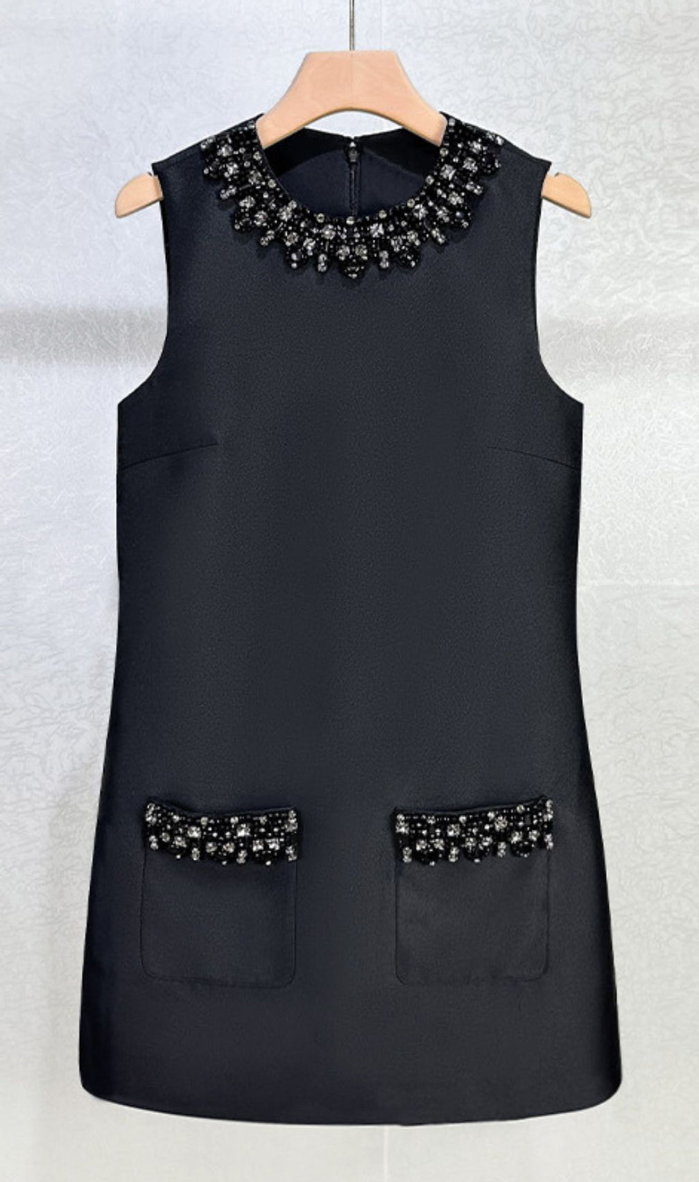 Black Taffeta Embellished Mini Dress – Sparkle & Glam Cocktail Style