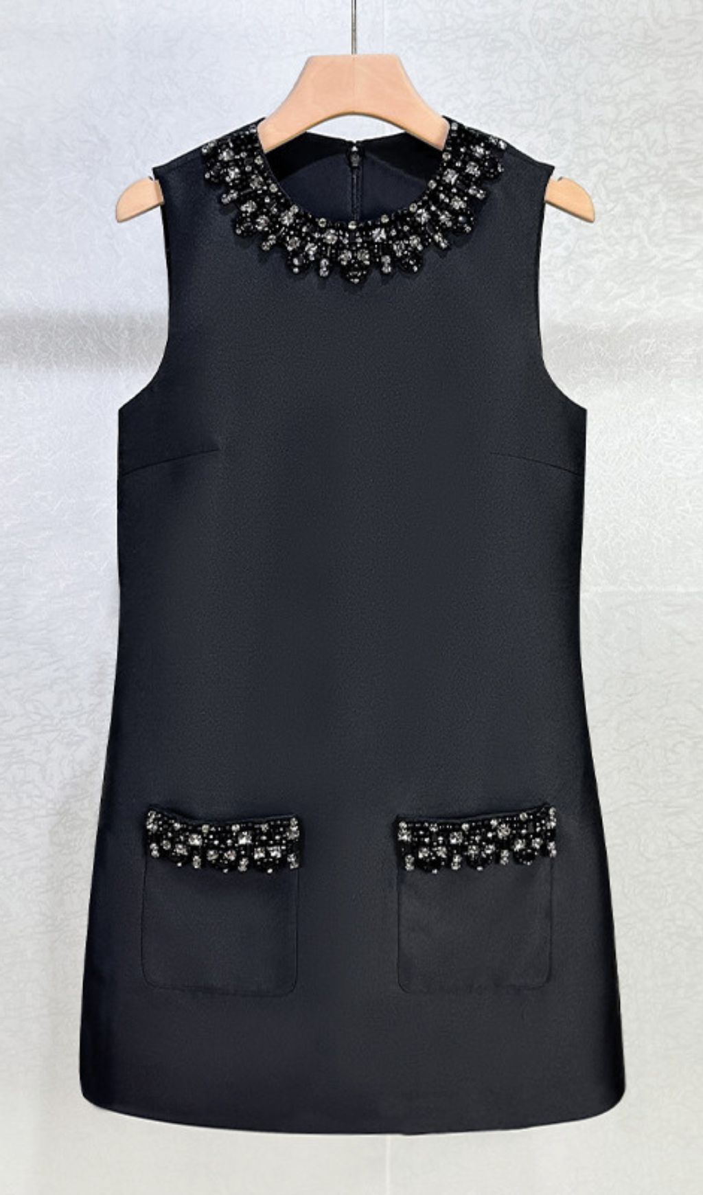Black Taffeta Embellished Mini Dress – Sparkle & Glam Cocktail Style