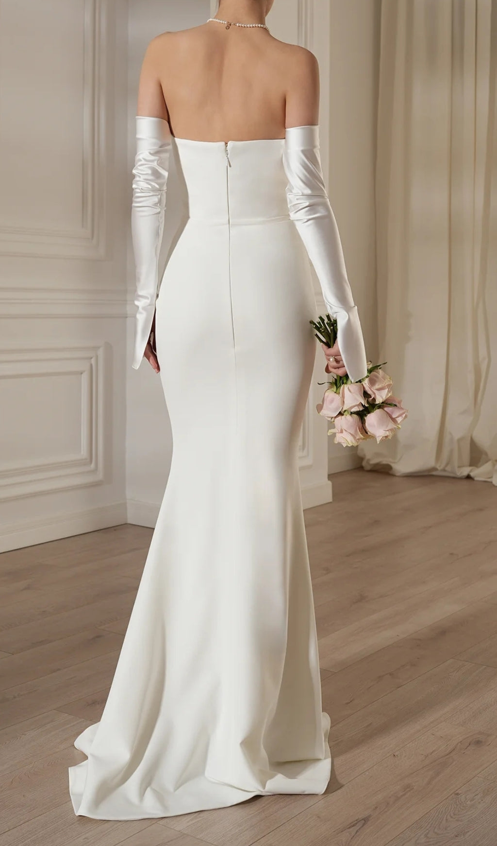Deliz White Off-Shoulder Long Sleeve Wedding Dress