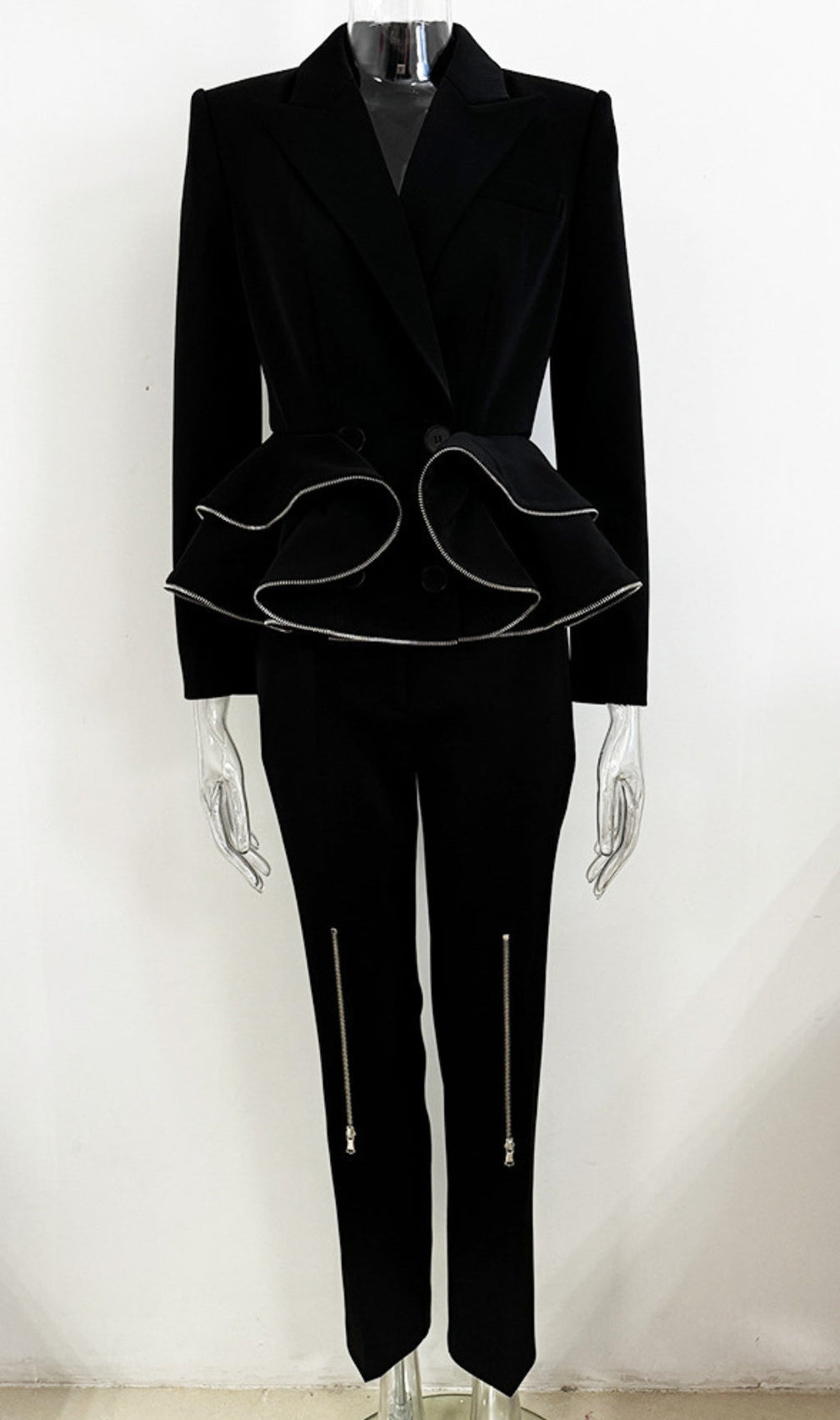 Brigitte Black Ruffle Jacket & Pants
