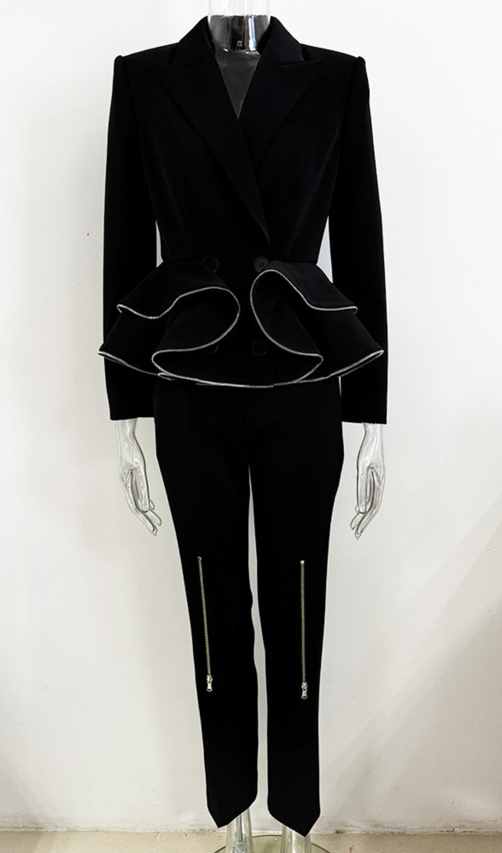 Brigitte Black Ruffle Jacket & Pants