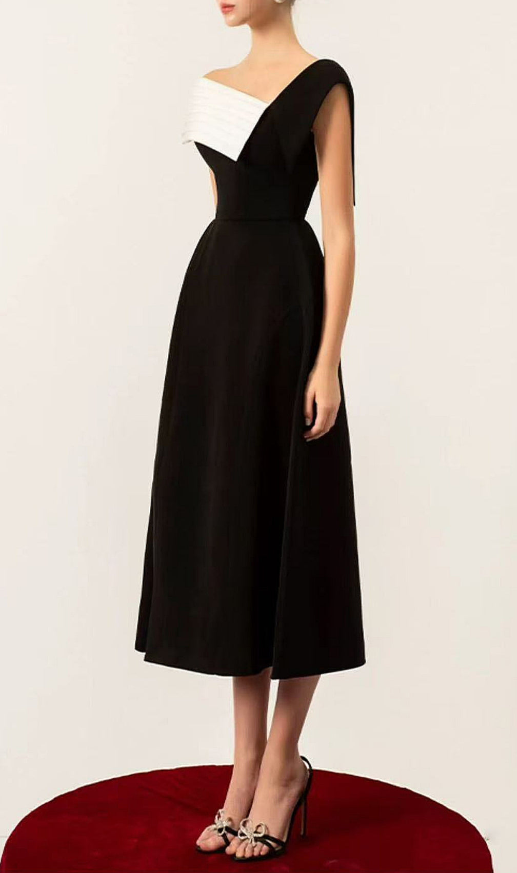 Damia Skew Collar Midi Dress