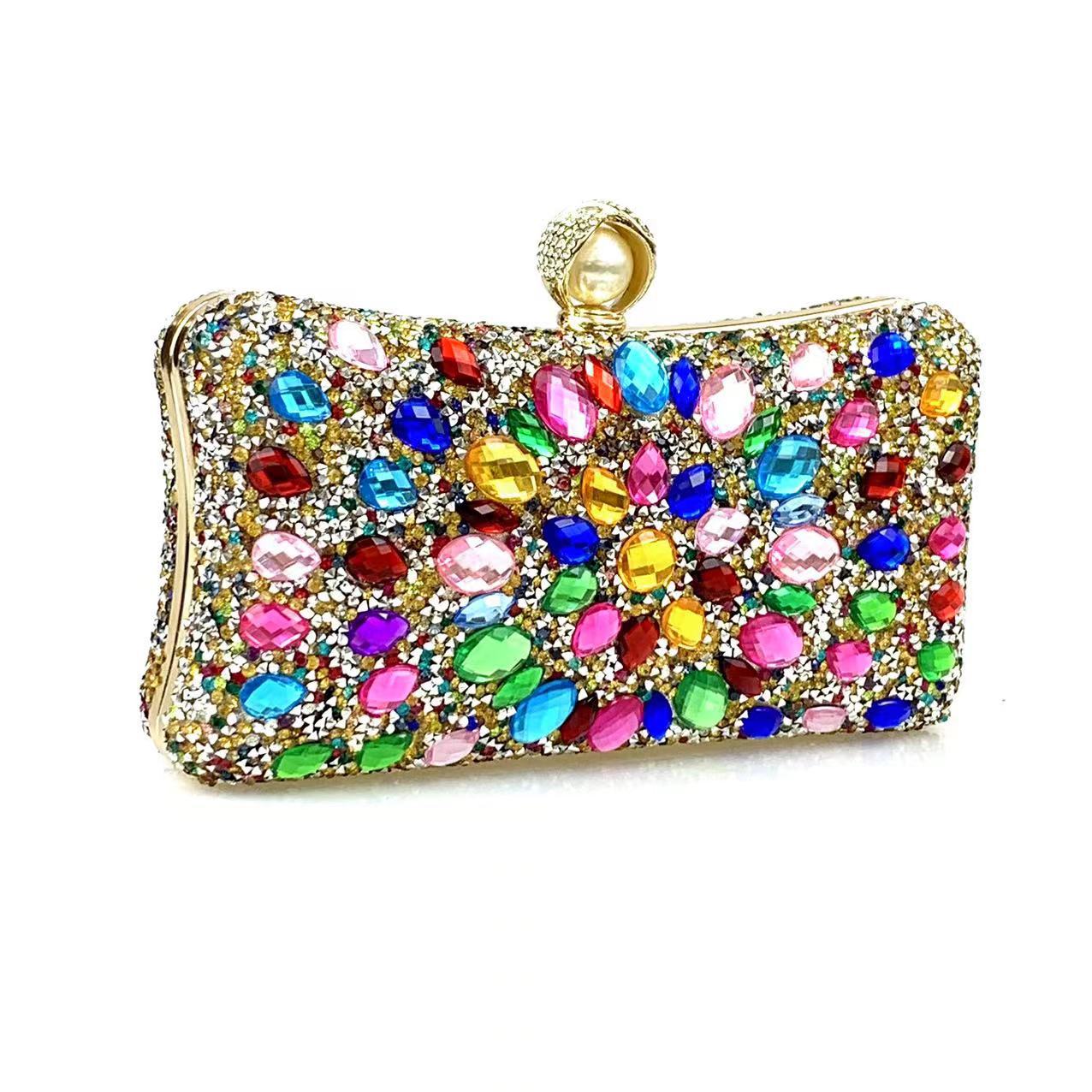 Multi Rhinestone Crystal Clutch