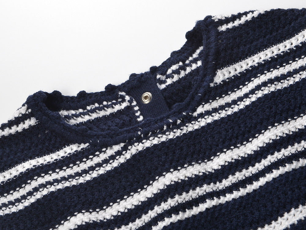 Chic Striped Rib-Knit Mini Dress - Sleeveless Crochet Style for Women