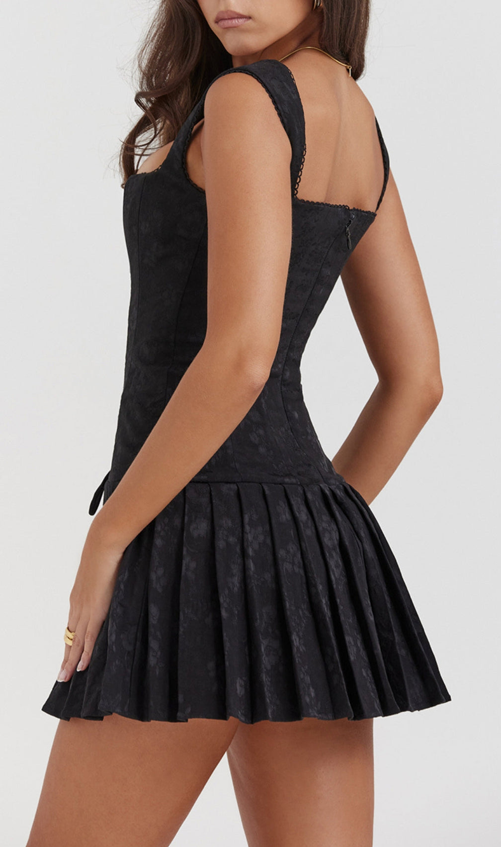 Lace-Up Mini Dress In Black