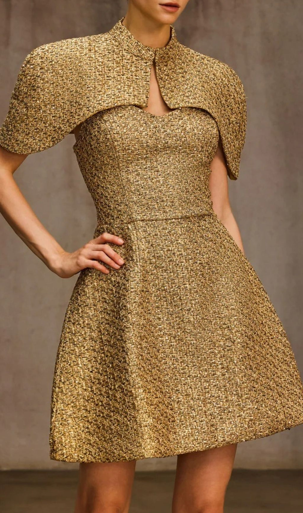 Omnirae Cape Lace Up Mini Dress