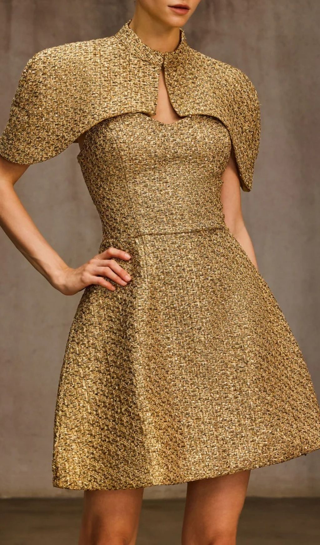 Omnirae Cape Lace Up Mini Dress