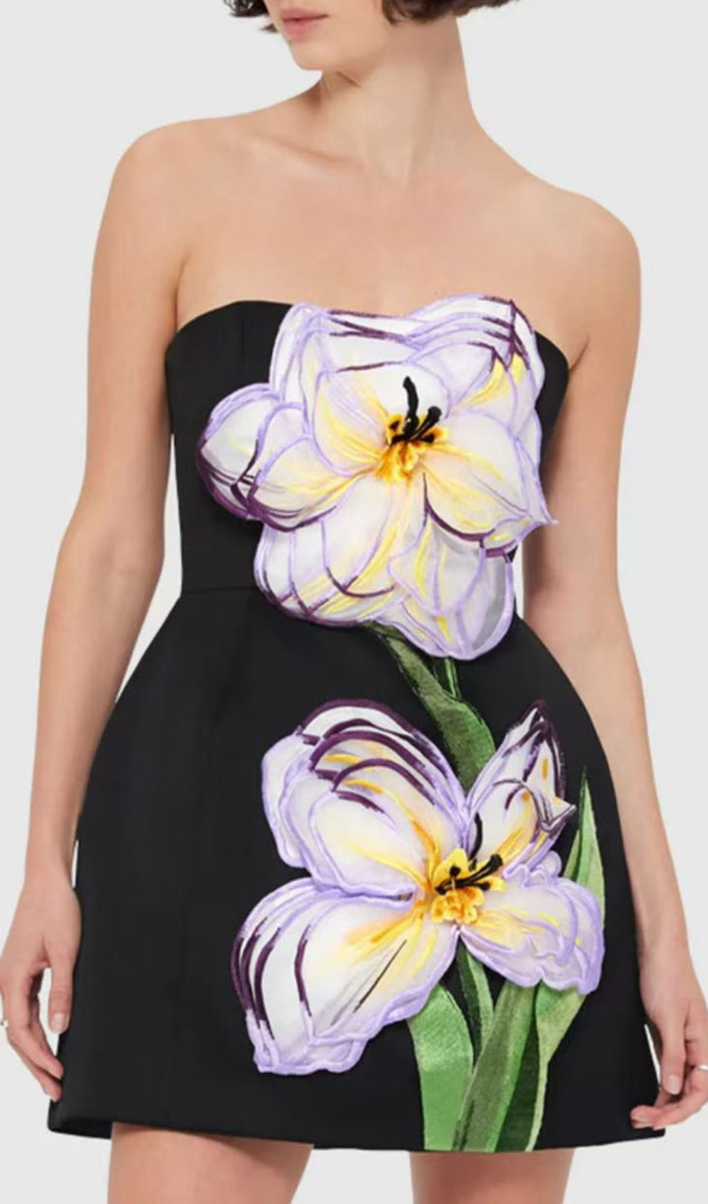 Evalina Strapless Flower Mini Dress