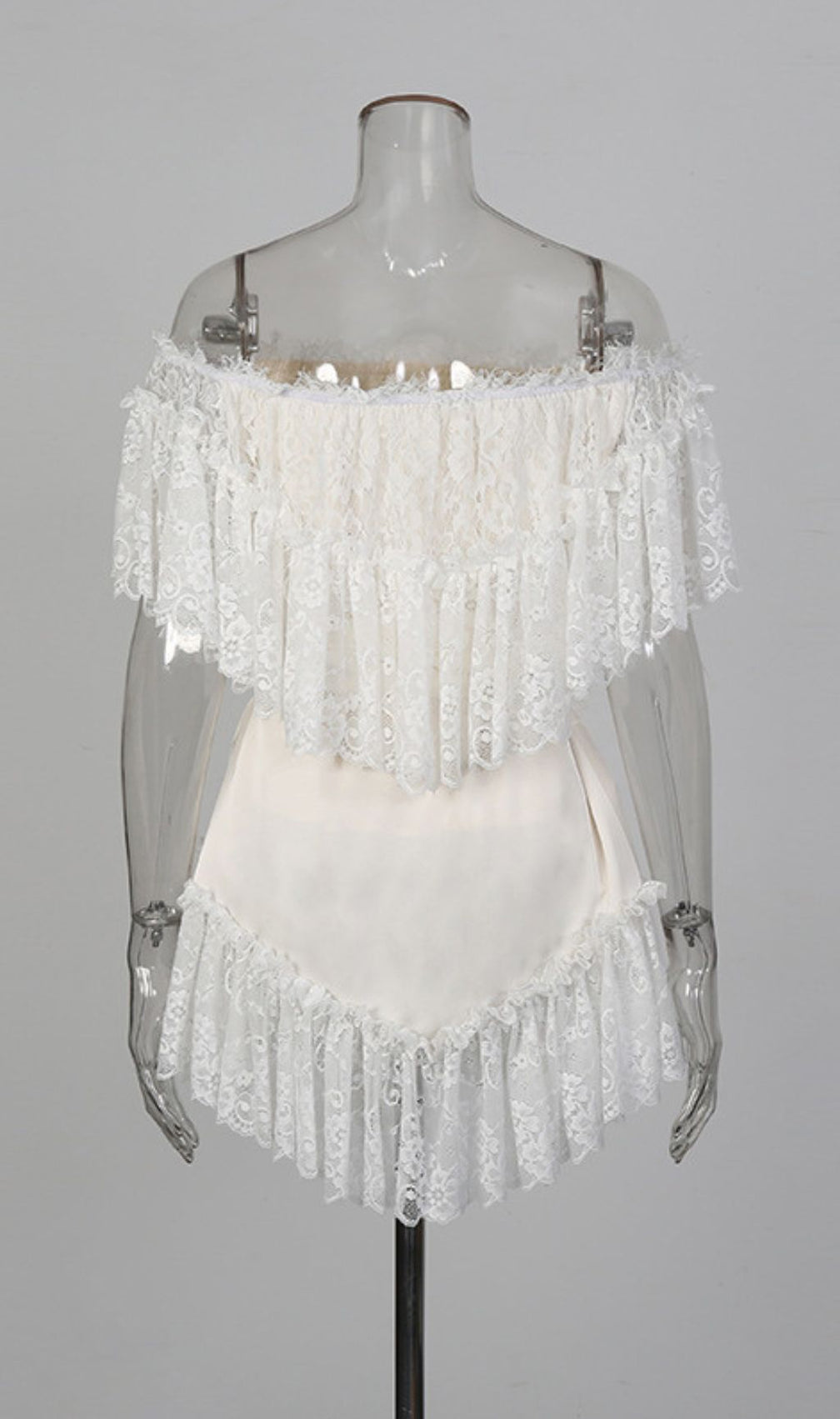 Basye Enchanting Off-Shoulder Lace Mini Dress | Glamorous Evening & Cocktail