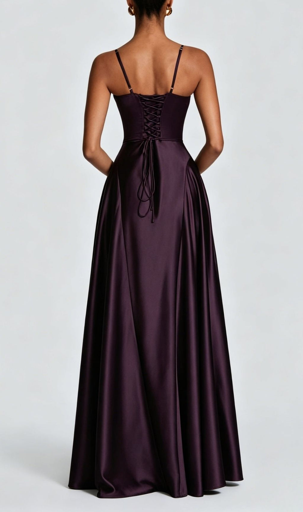 Krikor Modena Strappy Satin Maxi Dress