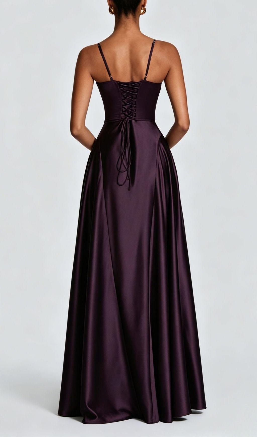 Krikor Modena Strappy Satin Maxi Dress
