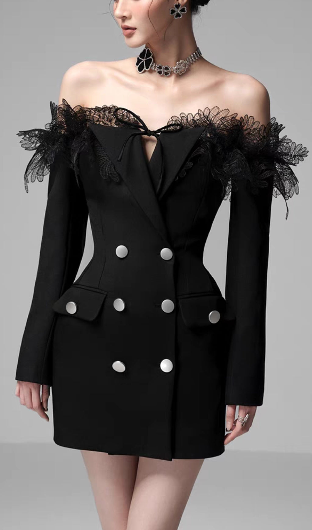 Anya 3D Embroidered Off-Shoulder Dress