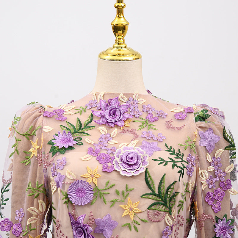 Emrys Flower Embroidery Long Sleeve Mini Dress