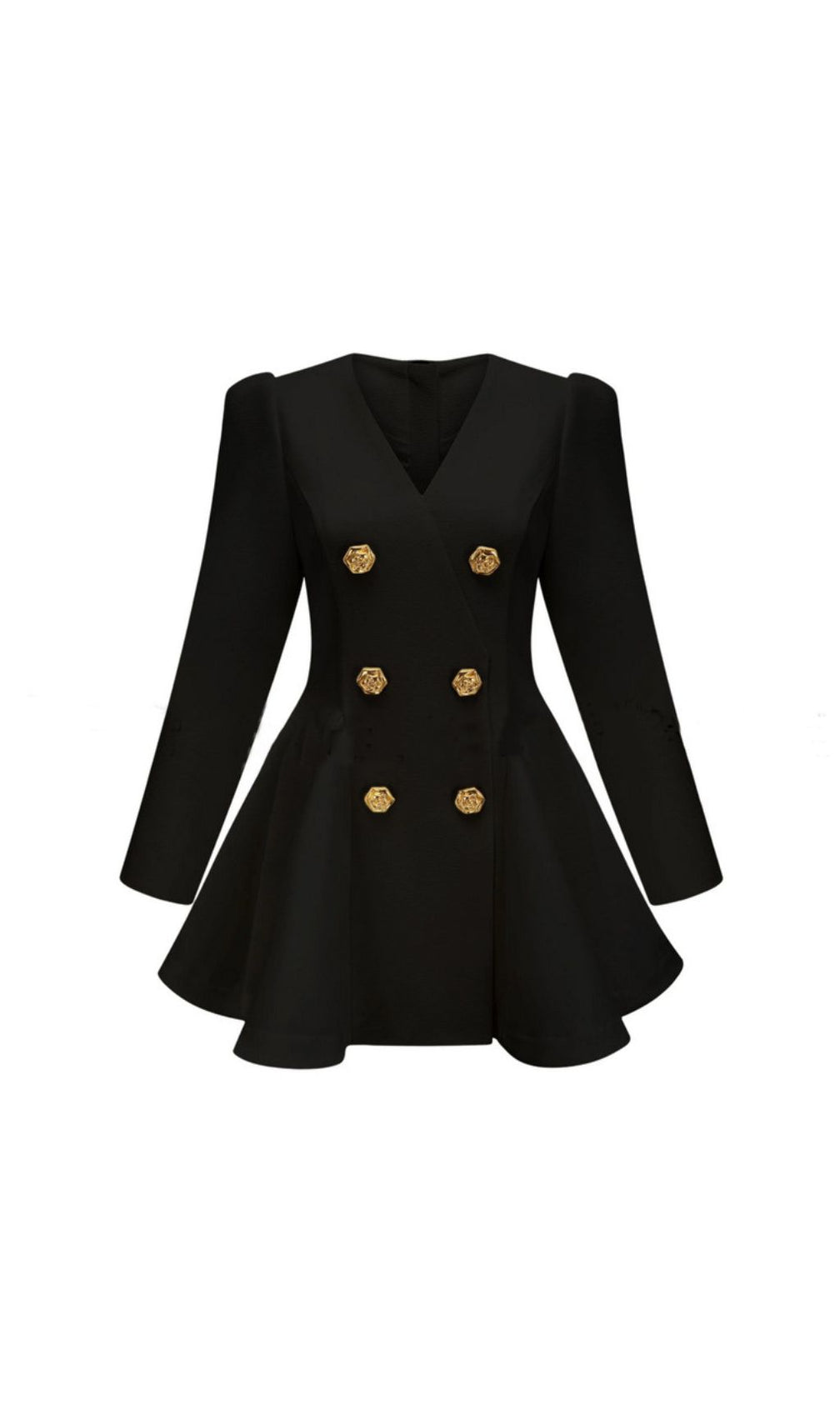 Ilene White Double-Breasted Blazer Mini Dress | Gold Rose Buttons