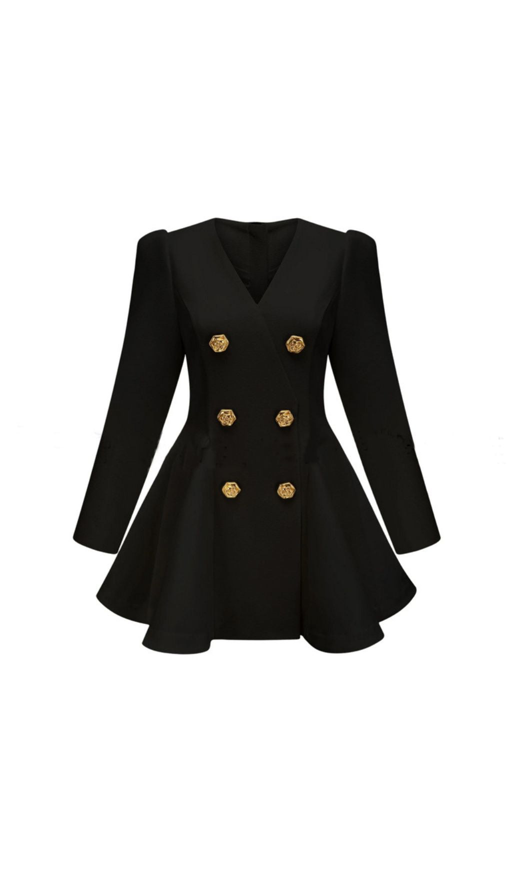 Ilene White Double-Breasted Blazer Mini Dress | Gold Rose Buttons