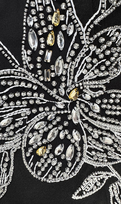 Jessica Luxury Floral Embellished Black Gown | Elegant Women's Formal Evening Dress