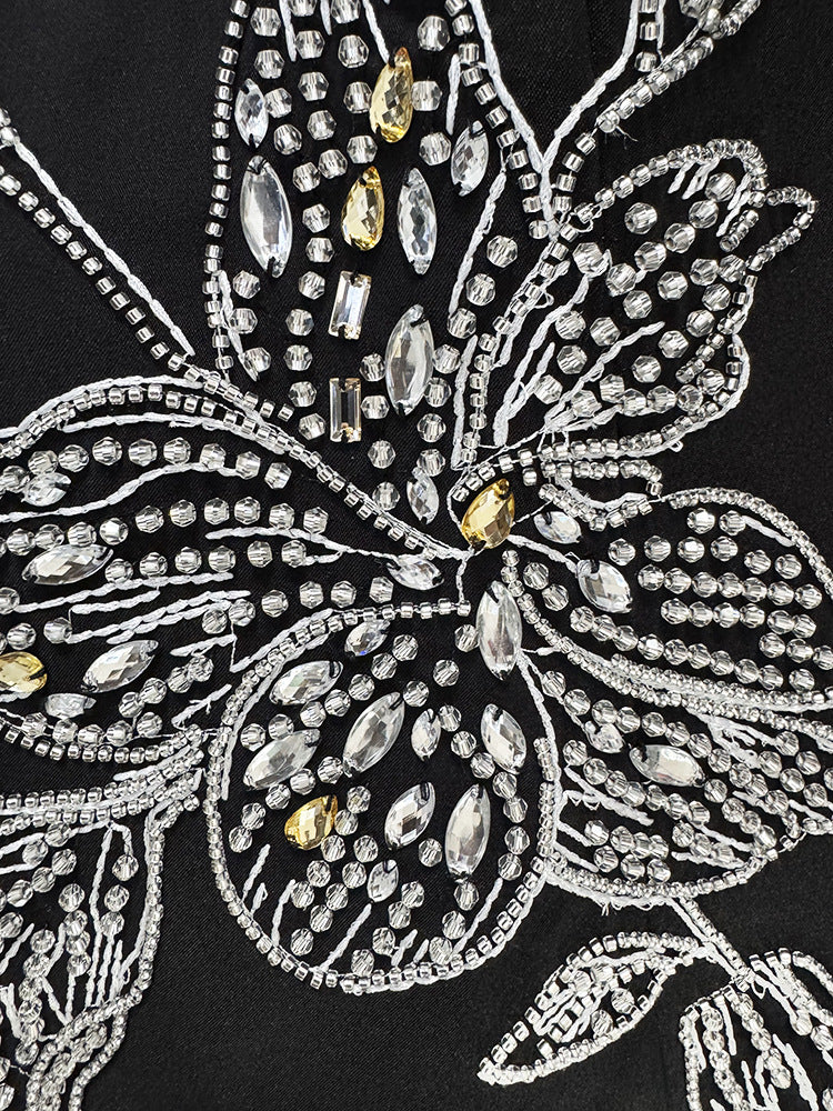 Jessica Luxury Floral Embellished Black Gown | Elegant Women's Formal Evening Dress