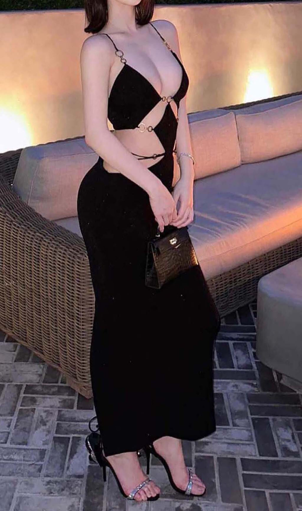 Cutout Chain Maxi Dress In Black