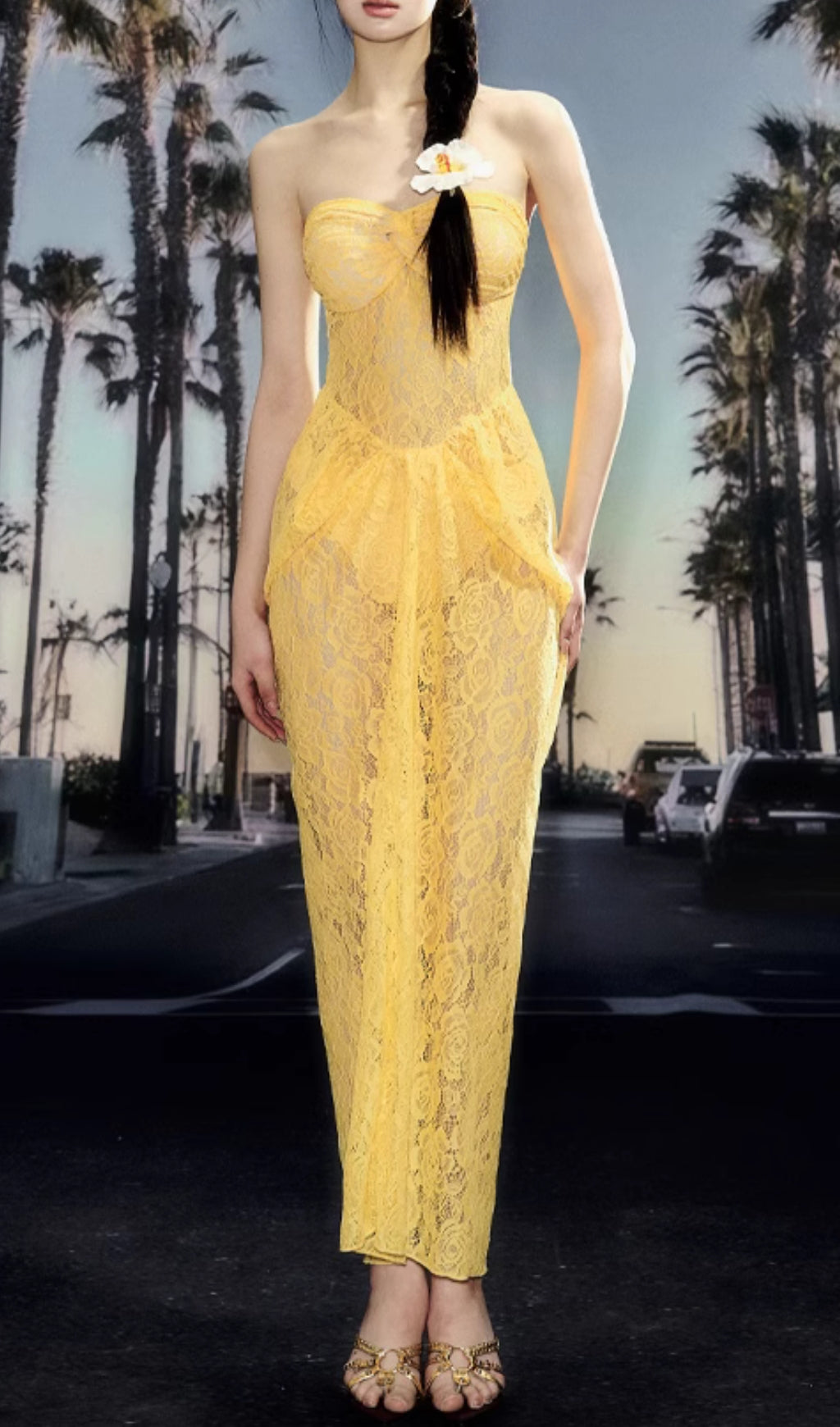 Dhyana Yellow Lace Two-Piece Swimsuit