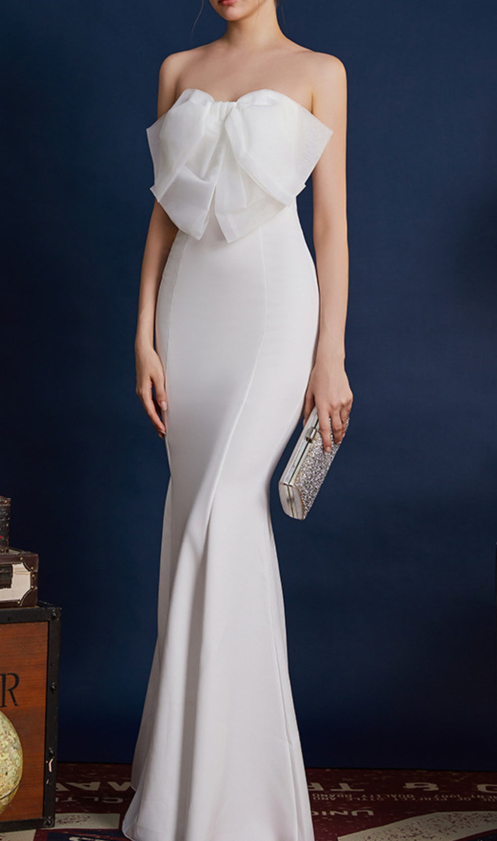 Druella Strapless Bow Maxi Dress