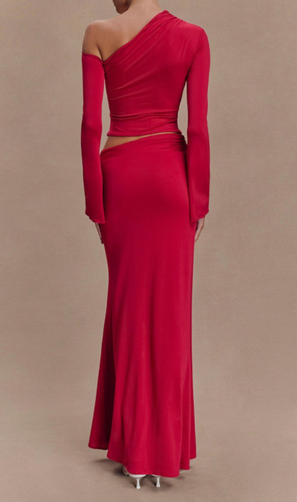 Elmarie Red Long Sleeve Top & Maxi Skirt Set