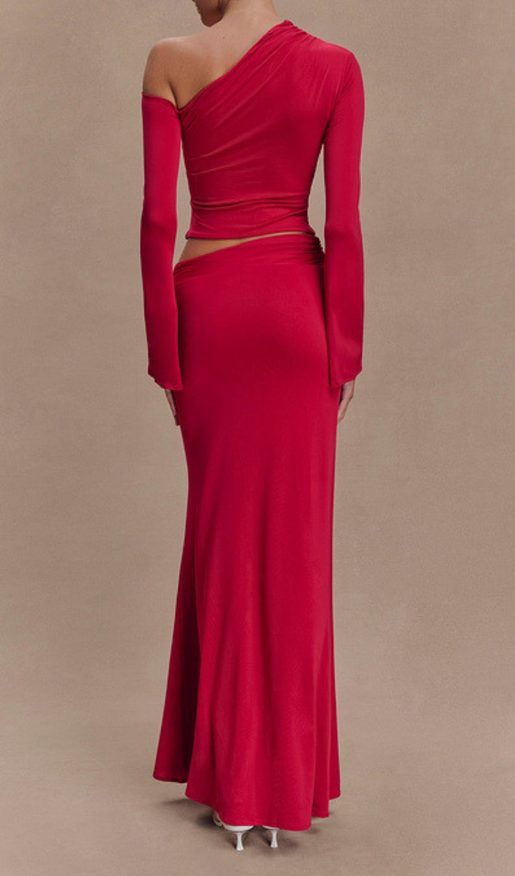 Elmarie Red Long Sleeve Top & Maxi Skirt Set