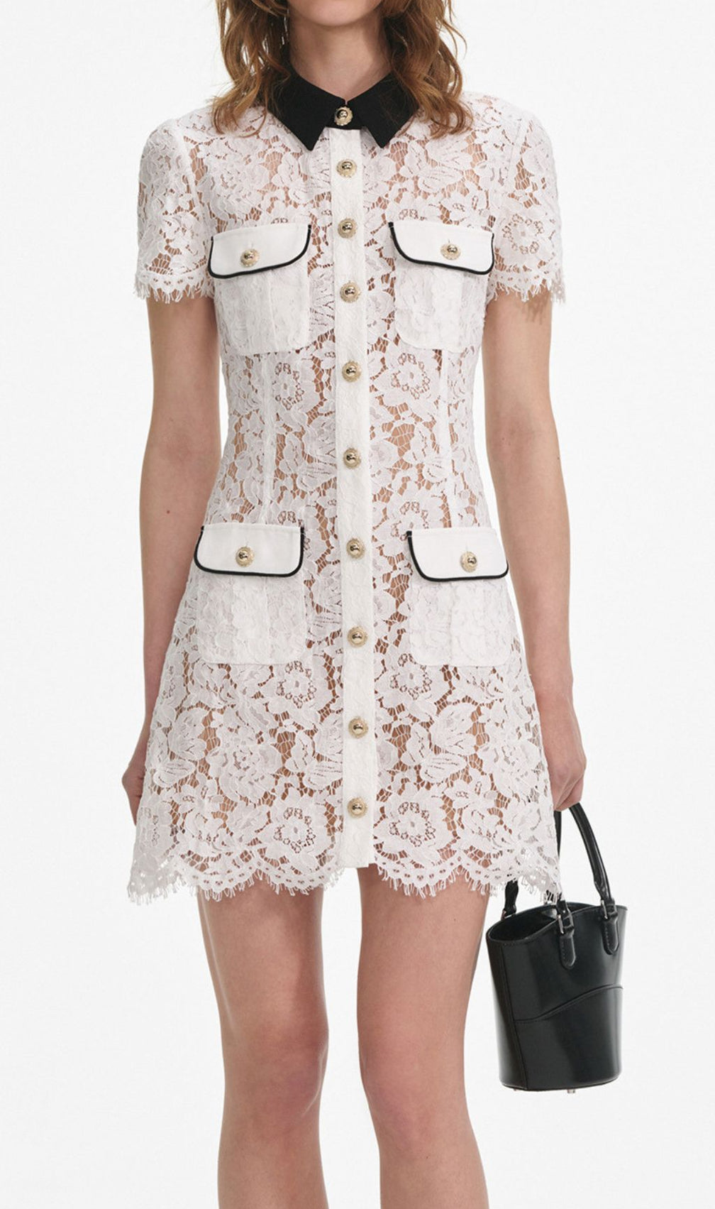 Fikret White Flower Lace Mini Dress