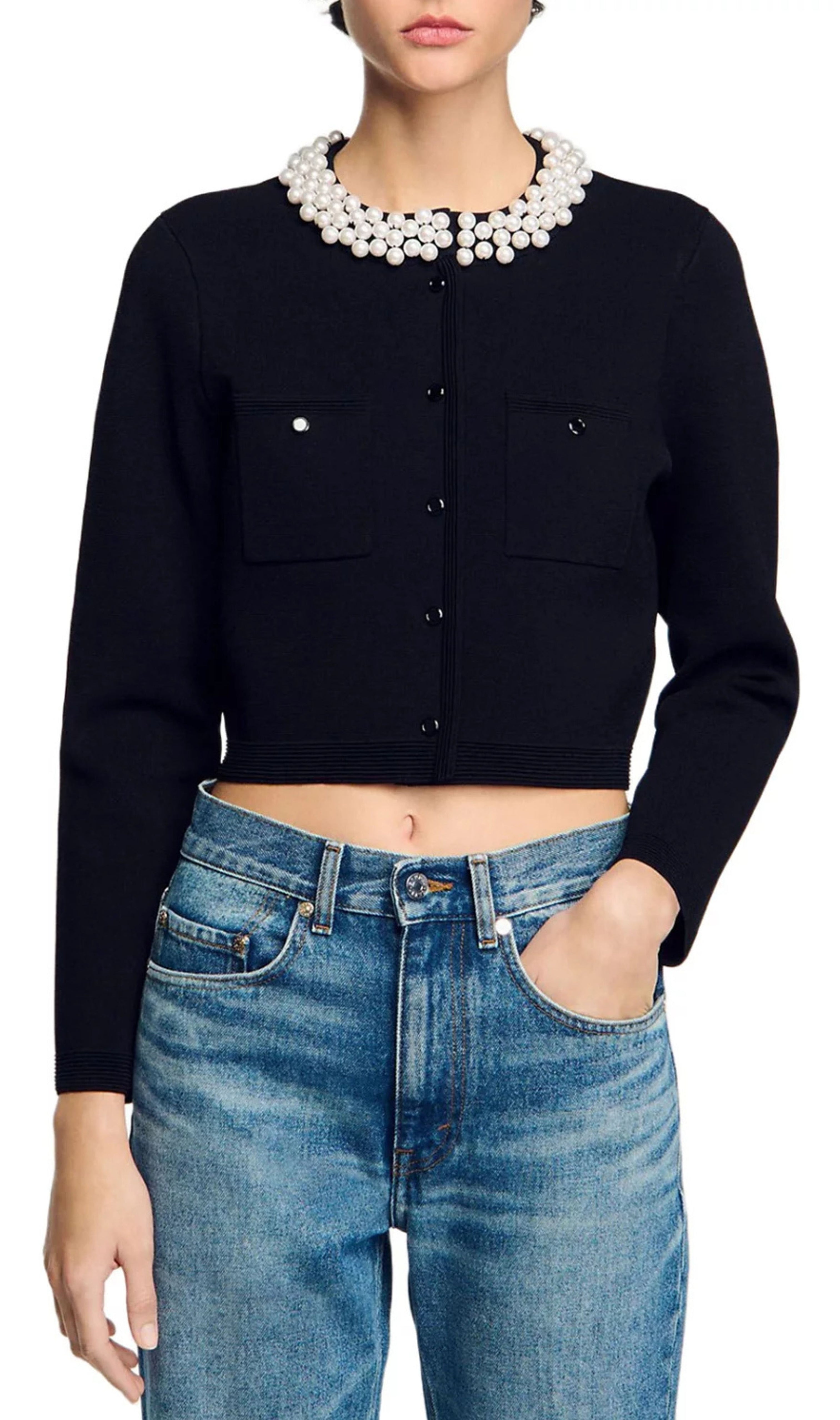 Beaded Collar Cardigan