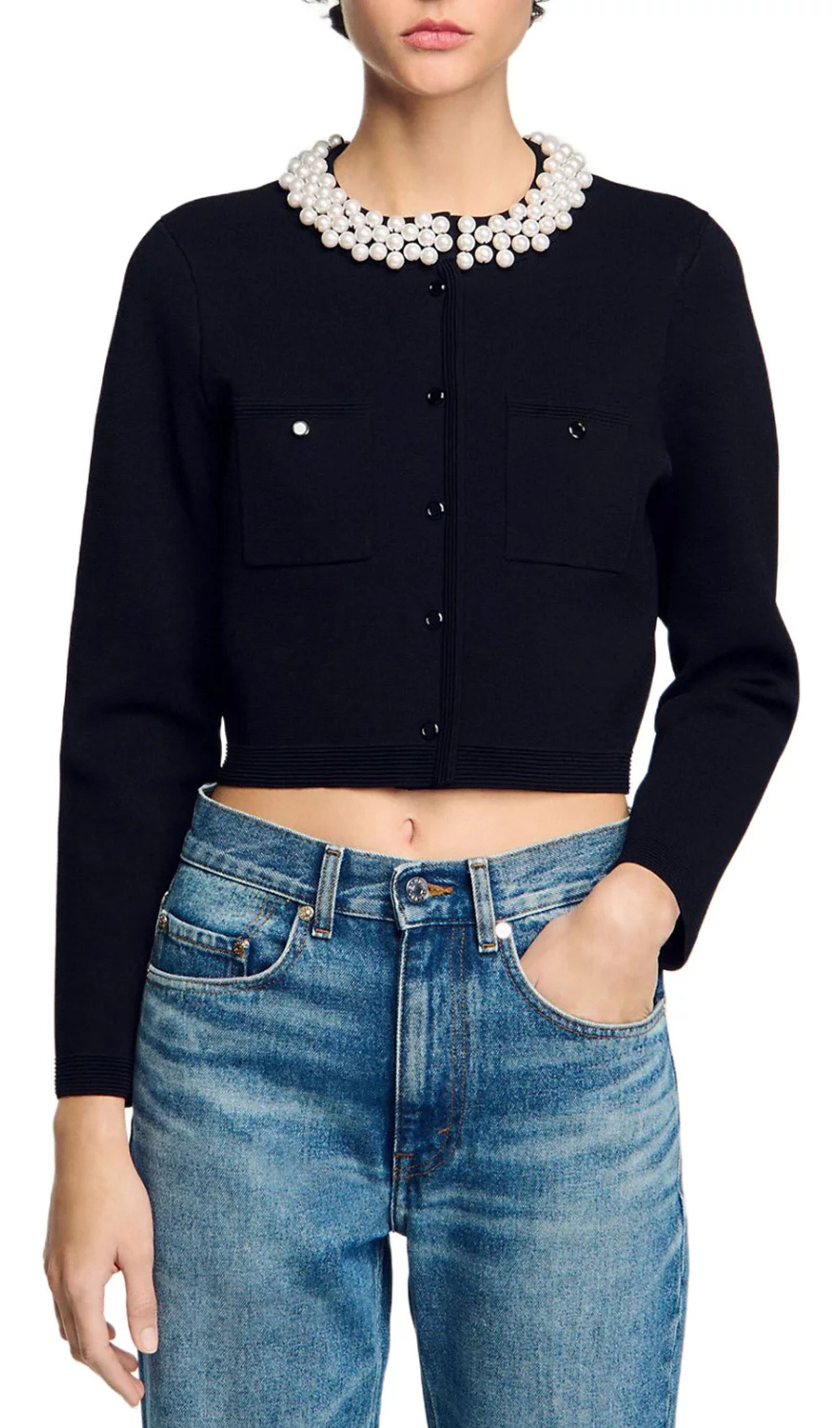 Beaded Collar Cardigan