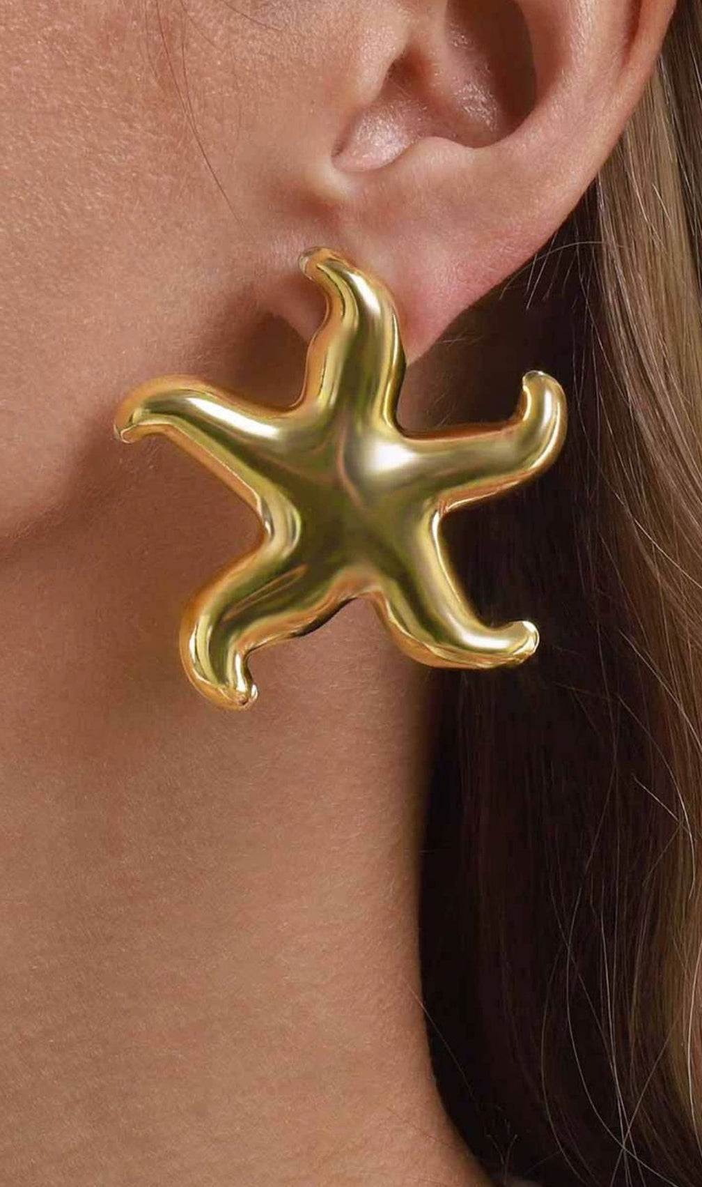 Jovie Gold Starfish Statement Earrings | Sculptural Ocean Chic
