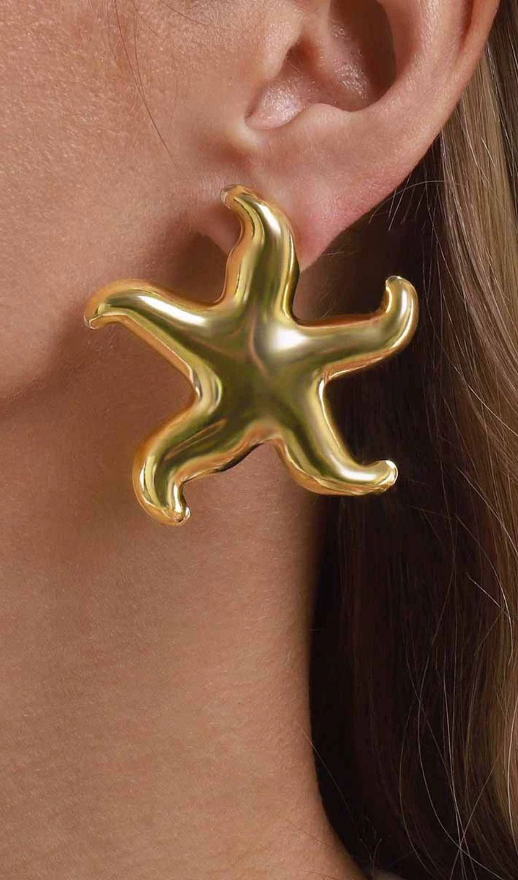 Jovie Gold Starfish Statement Earrings | Sculptural Ocean Chic