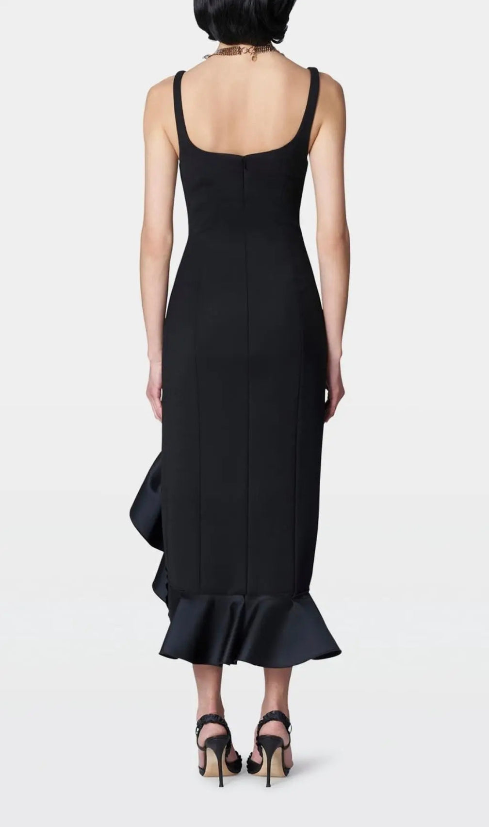 Bandage Ruched Midi Dress In Black