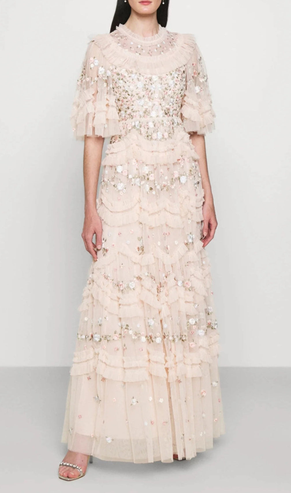 Dido Flower Embroidery Mesh Maxi Dress
