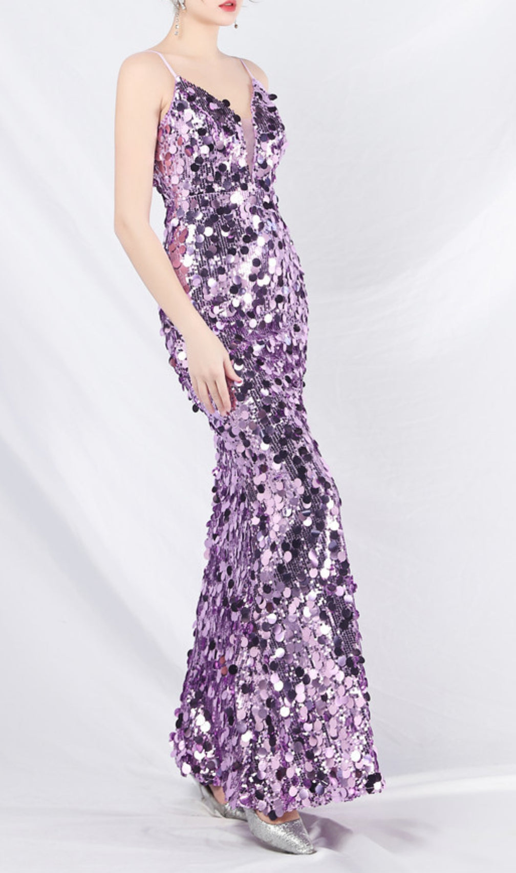 Chole Purple Strappy Sequin Maxi Dress