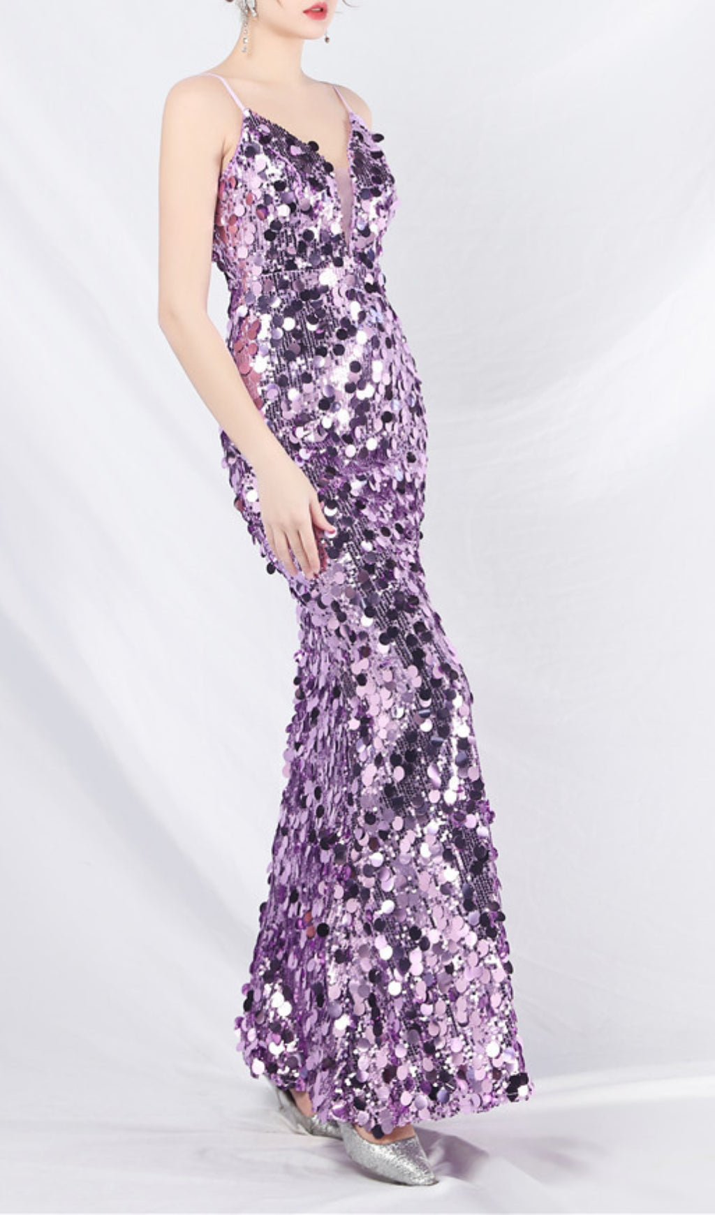 Chole Purple Strappy Sequin Maxi Dress