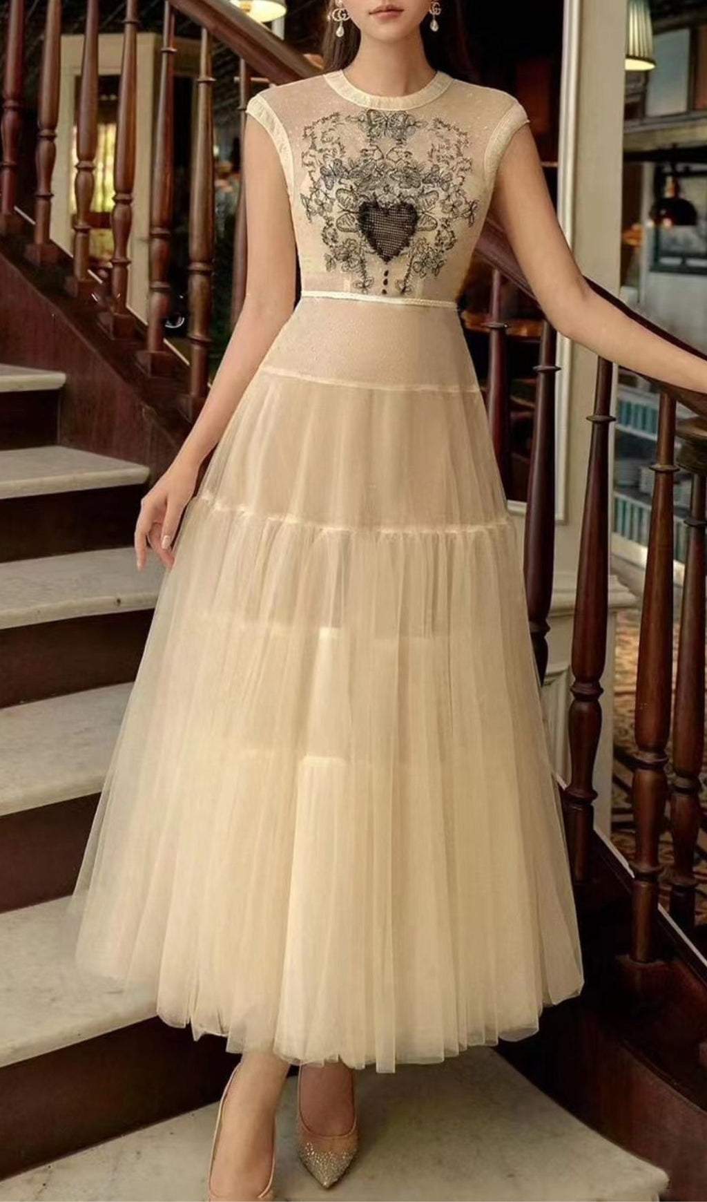 Ansgar Embroidery Mesh Dress