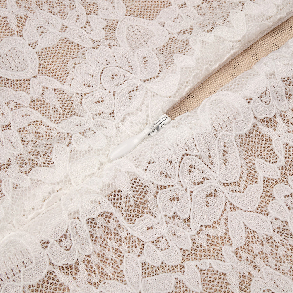 Jazmín Ethereal White Lace & Satin Maxi Dress - Modern Bridal, Gala & Special Occasion Gown