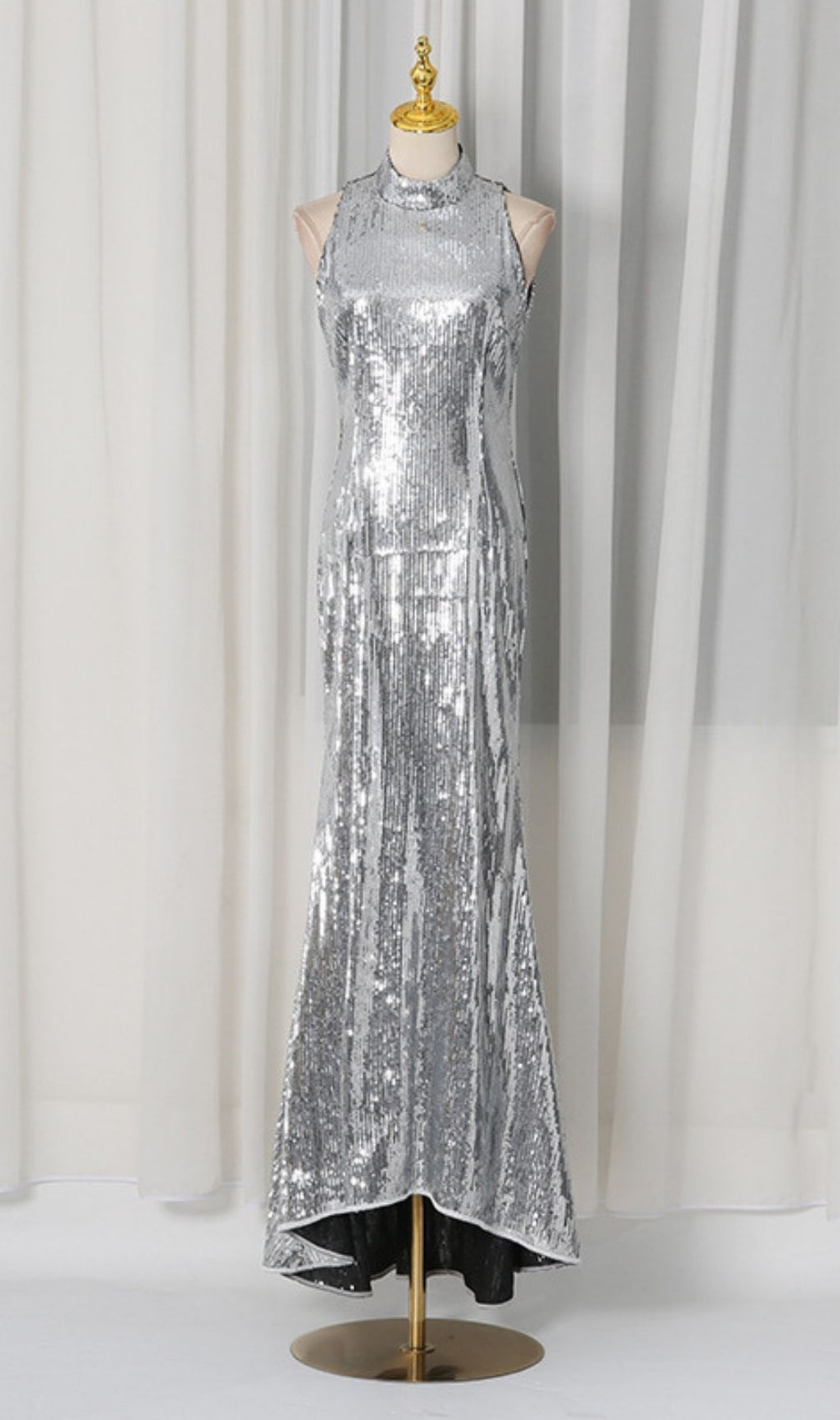 Kisha Silver Sleeveless Sequin Maxi Dress