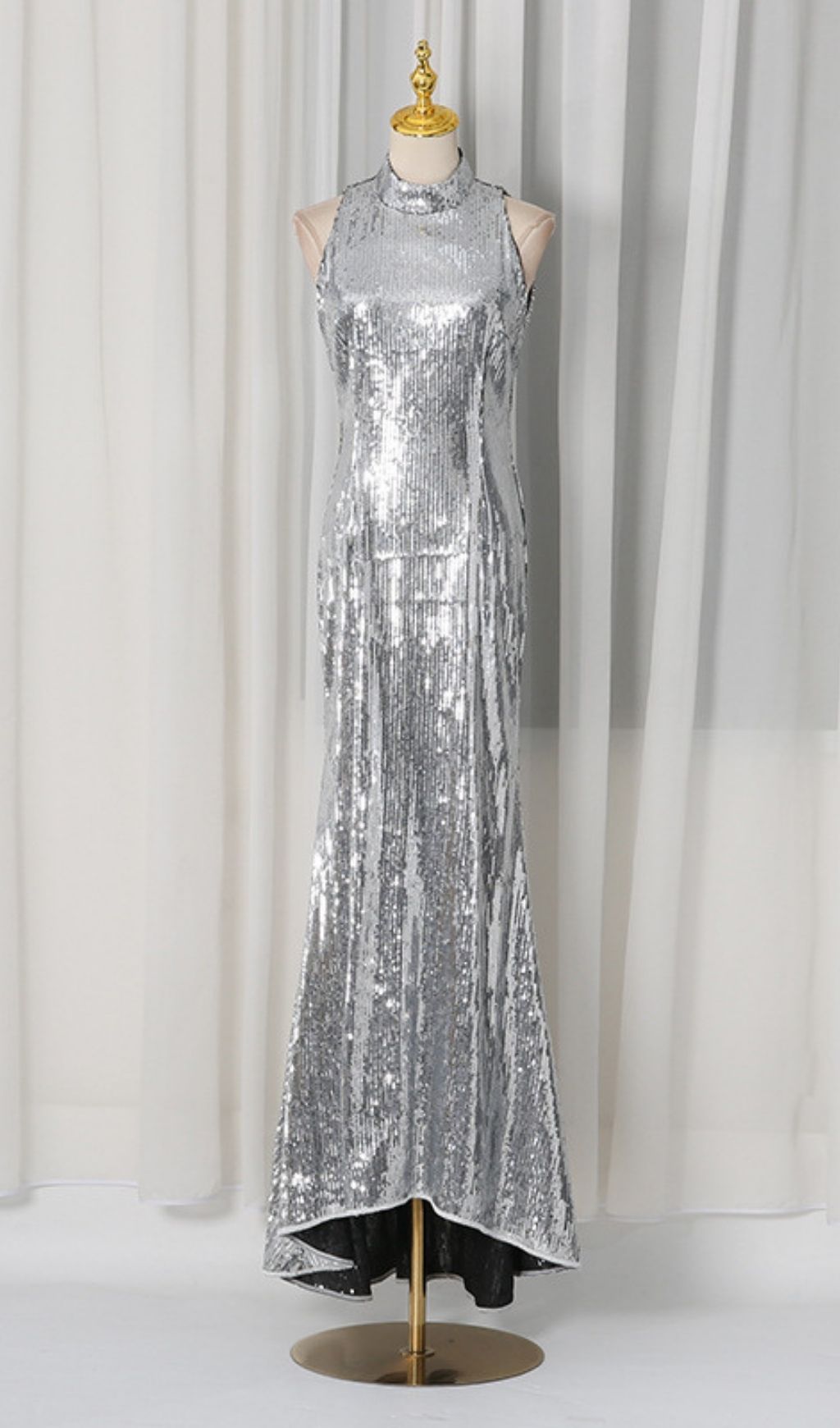 Kisha Silver Sleeveless Sequin Maxi Dress