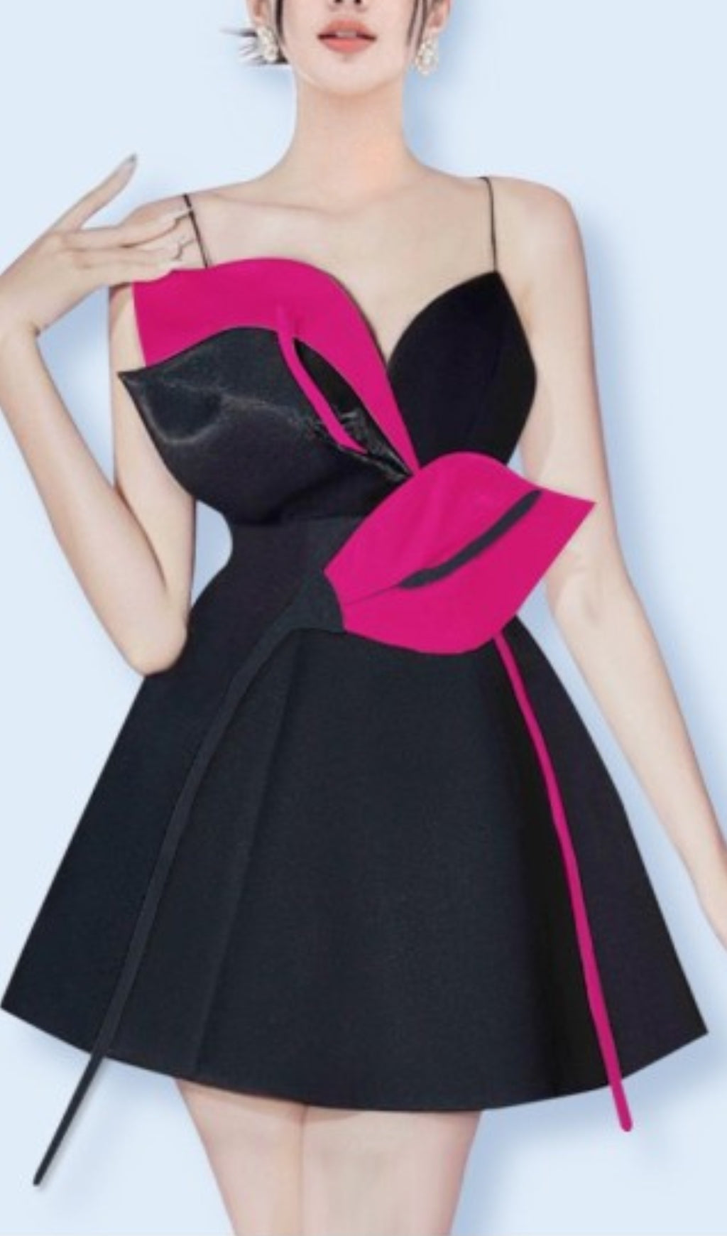 Rose Red Flower Strap Corset Mini Dress