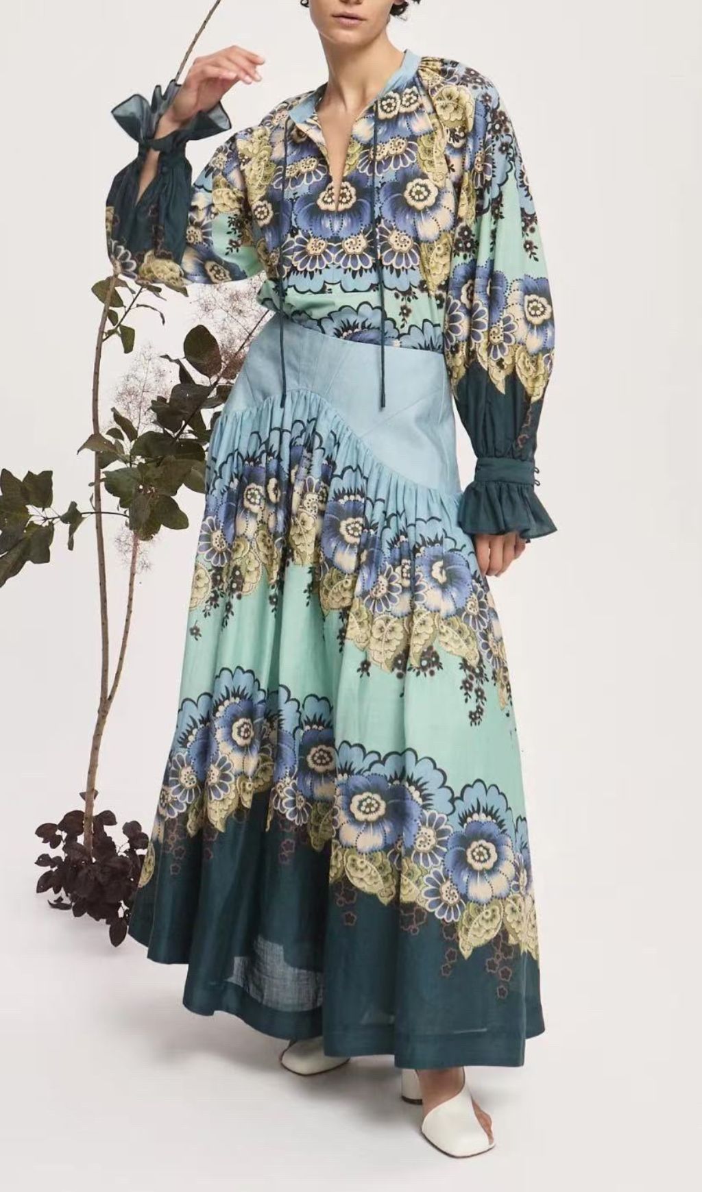 Farica Flower Printed Two-Piece Set