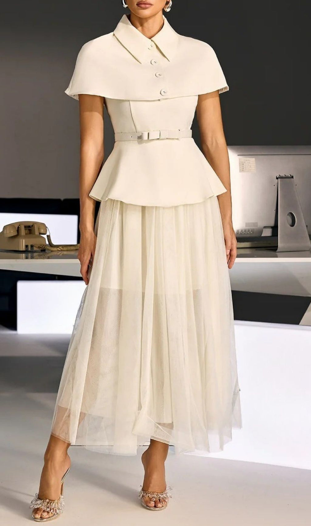 Larevix Cape Skirt Set With Belt