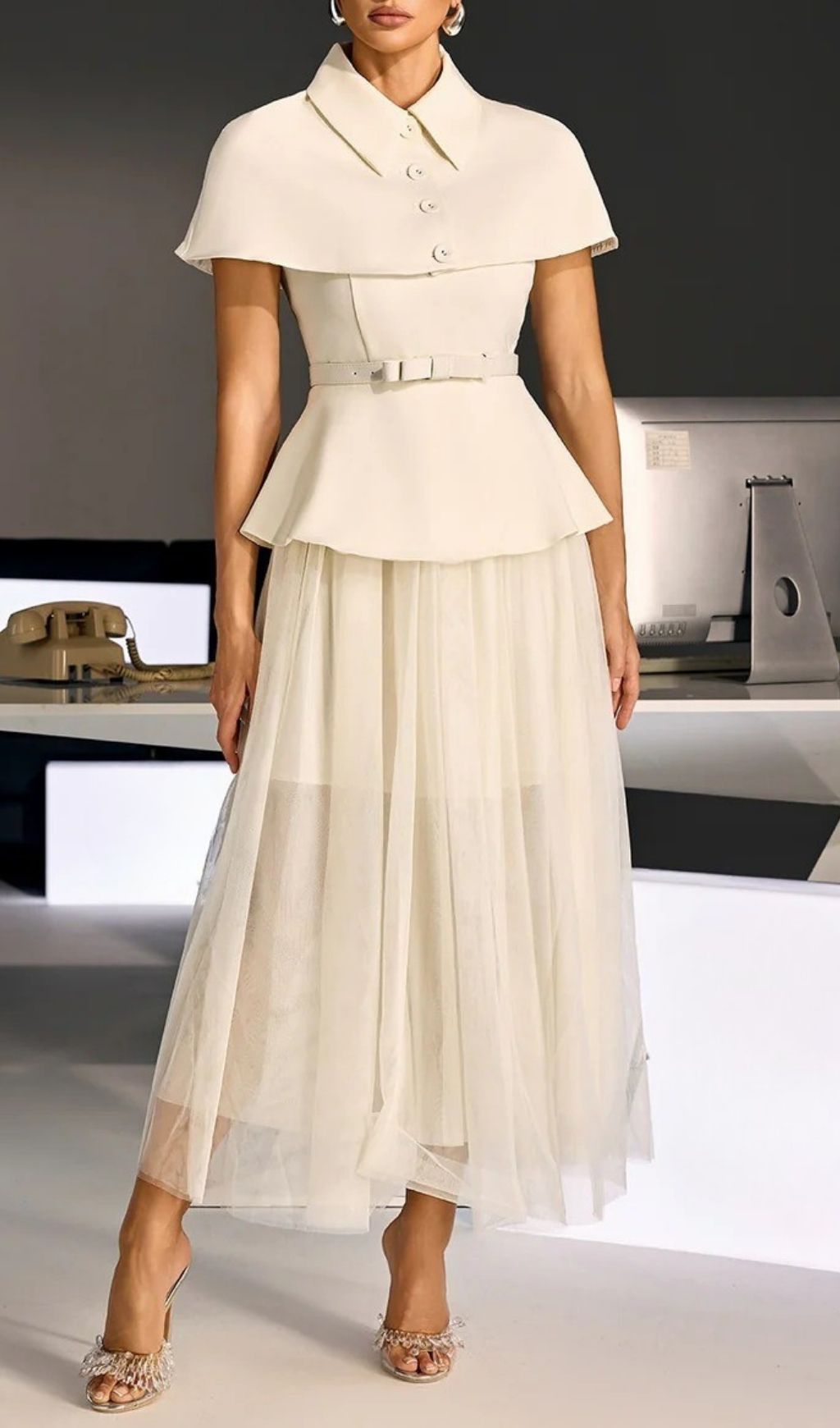Larevix Cape Skirt Set With Belt