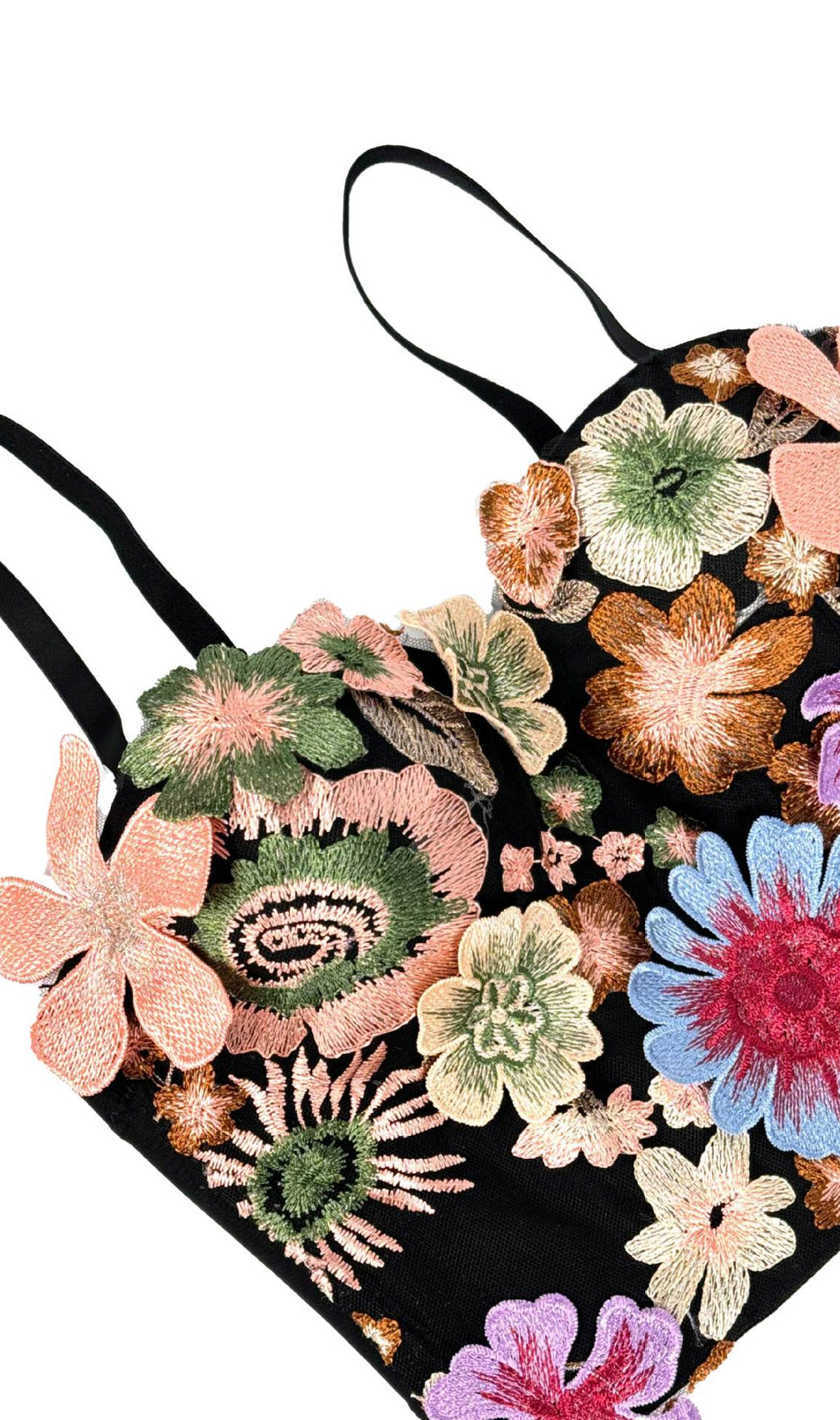 Fahima Flower Embroidery Crop Top