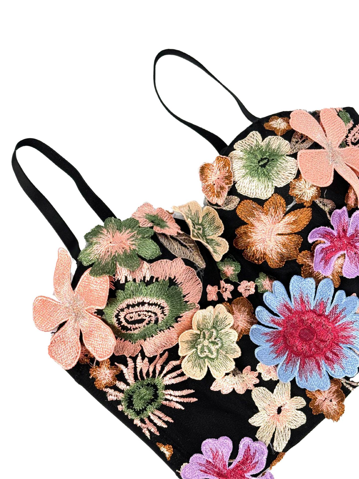 Fahima Flower Embroidery Crop Top