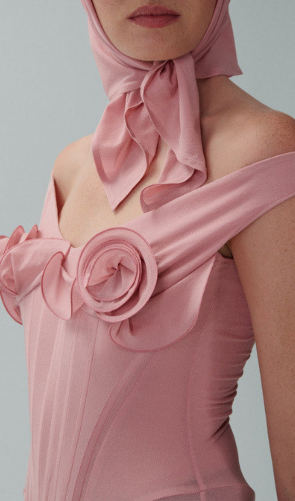 Elof Pink Flower Corset Midi Dress