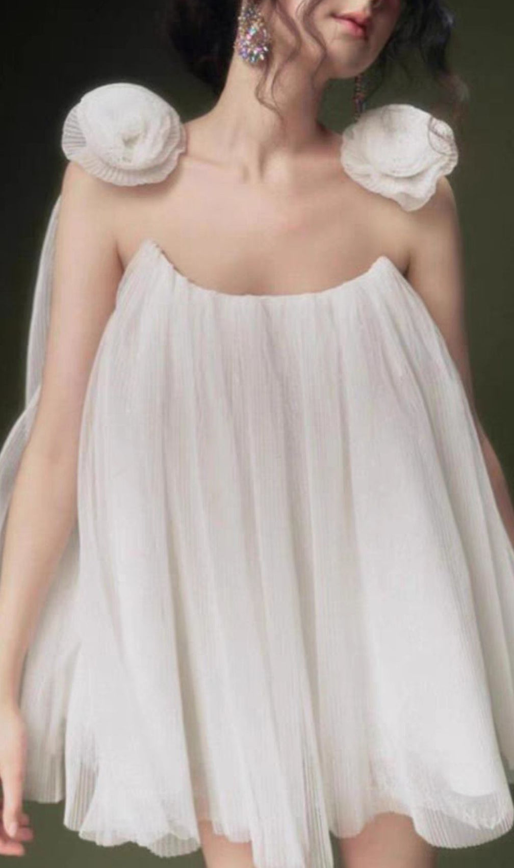 Lanier White Flower Mesh Mini Dress