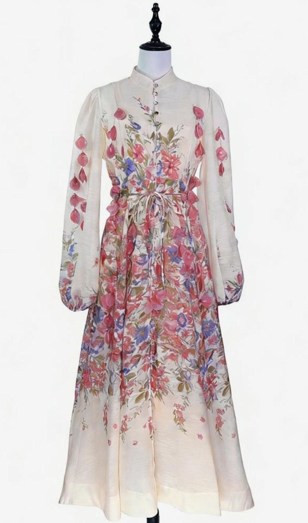 Kartier Elegant Floral Long Sleeve Maxi Dress - Romantic Garden Bloom